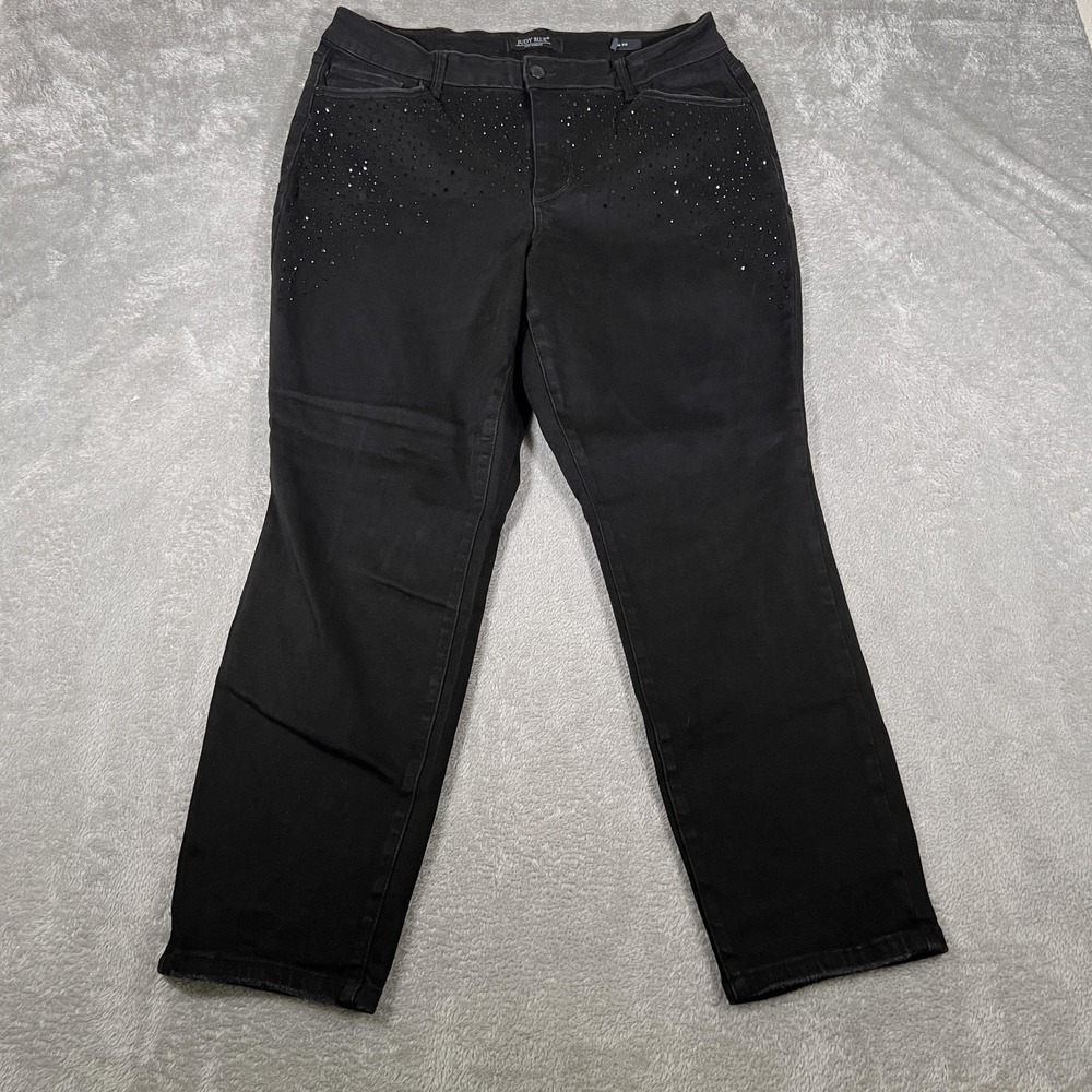 Judy Blue Jeans 16W Black High Waist Rhinestone Embellishment Slim Denim 88809